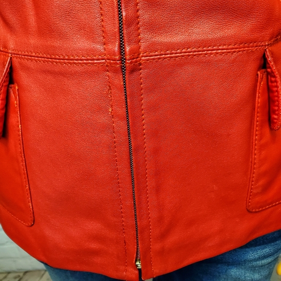 Kenneth Cole Reaction Red Leather Moto Jacket - Picture 7 of 8